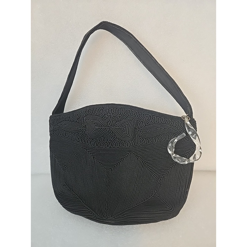 Vtg Genuine Corde Creation Black Bag Purse Handbag 1940s Lucite Art Deco